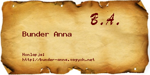 Bunder Anna névjegykártya